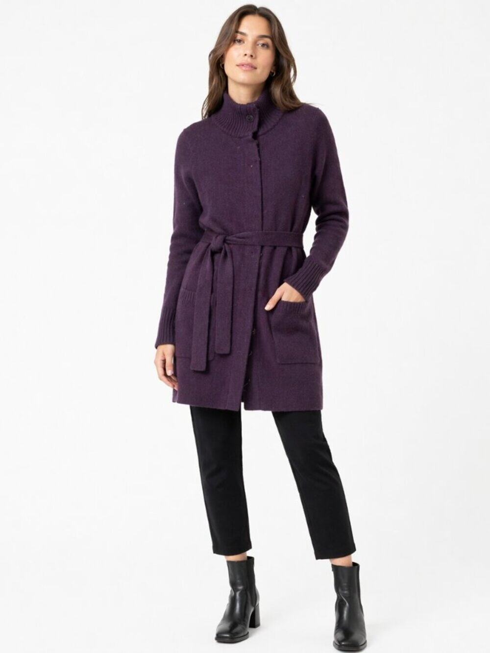 Bruno Manetti Cashmere Blend Long Cardigan Sweater Coat Purple IT 48 (US L)